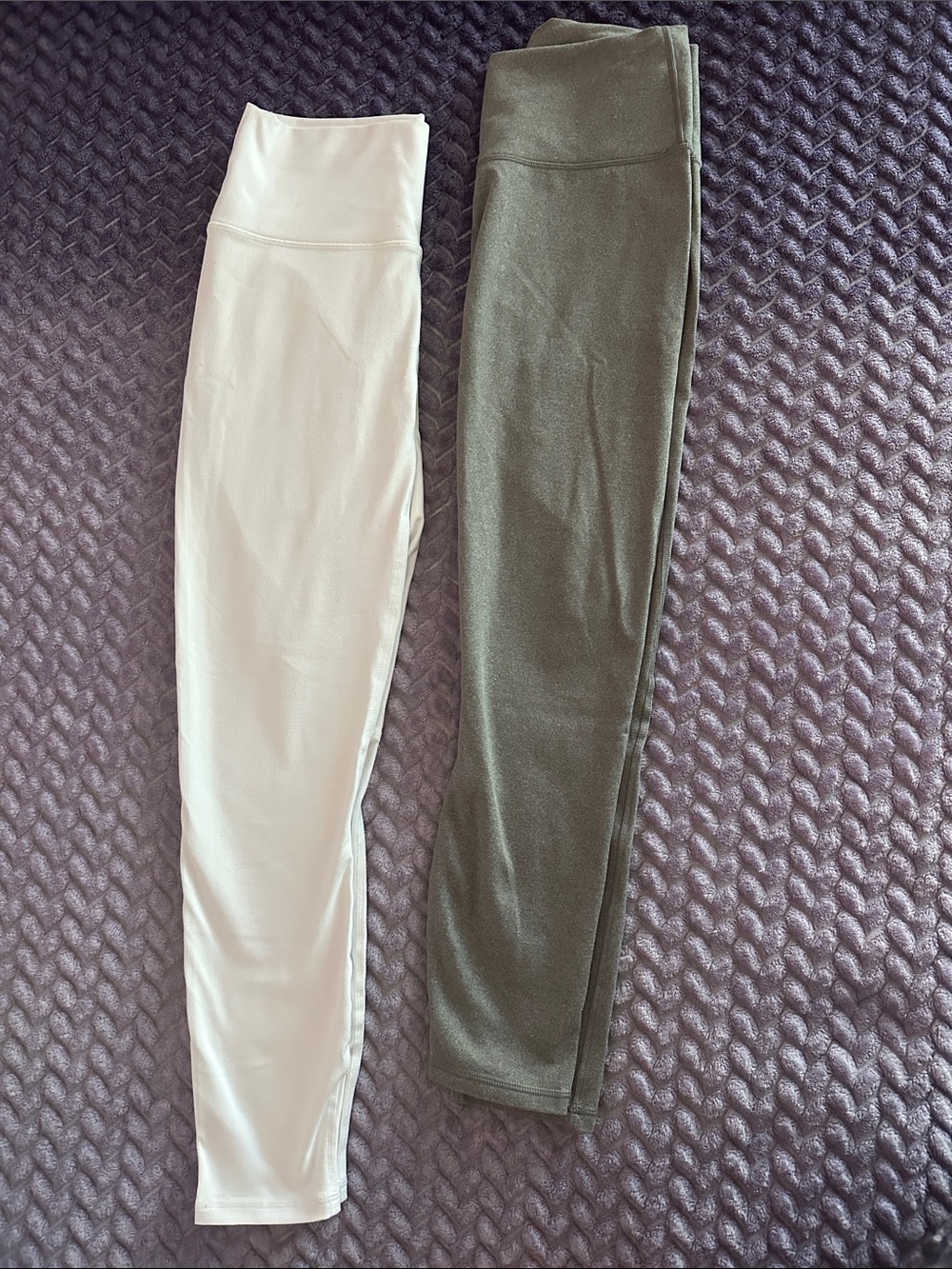 2 PAIRS Fabletics PowerHold Leggings in White and Gray